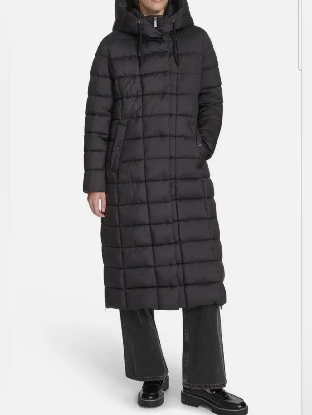 Kenneth Cole New York Women's Black Quilted Long Puffer Coat Jacket Medium M